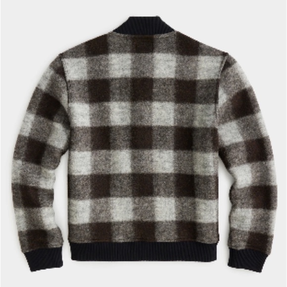 COPY - Todd Snyder BRUSHED BUFFALO CHECK ZIP BOMBER JACKET IN ESPRESSO Large - Picture 2 of 6